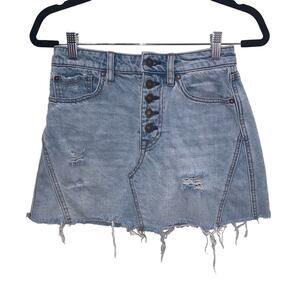 Free People “We The Free” Distressed Button-fly Demin Skirt Size 26